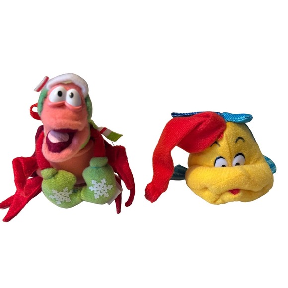 Vintage Disney Little Mermaid Holiday Flounder and Sebastian ornaments - Picture 1 of 2